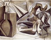 巴勃罗 毕加索 : 山羊头骨、瓶子和蜡烛